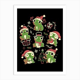 Jolly Frogs - Funny Cute Adorable Christmas Frog Holiday Gift 1 Art Print