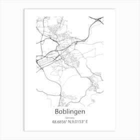 Boblingen,Germany Minimalist Map Art Print