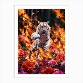 Floral Blaze Tiger 1 Art Print