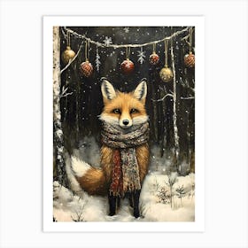 Christmas Fox Art Print