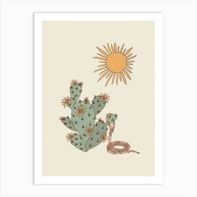 Cactus & Sun Art Print