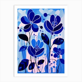 Blue Flower Illustration Bleeding Heart Dicentra 3 Art Print