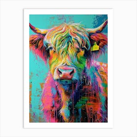 Hairy Cow Colourful Paint Splash 2 Art Print