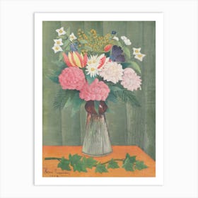 Flowers In A Vase, Henri Rousseau Still Life Art Print