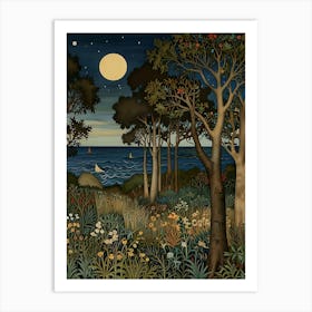 William Morris Moonlight In The Woods 38 Art Print