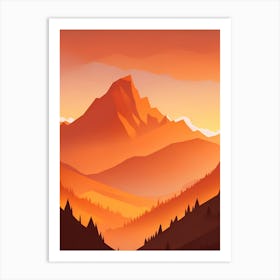 Misty Mountains Vertical Composition In Orange Tone 151 Art Print