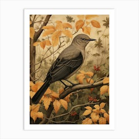 Dark And Moody Botanical Mockingbird 4 Art Print