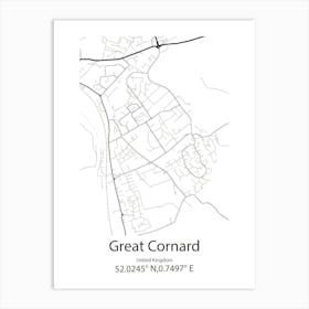 Great Cornard,United Kingdom Minimalist Map Poster