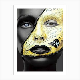 Black Woman With A Yellow Mask Art Print