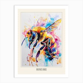 Honey Bee Colourful Watercolour 3 Poster Art Print