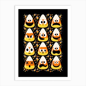 Funny Candy Corn Emojis - Halloween Art Print