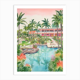 Four Seasons Resort Maui At Wailea   Maui, Hawaii   Resort Storybook Illustration 2 Art Print