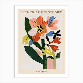 Spring Floral French Poster  Amaryllis 4 Art Print