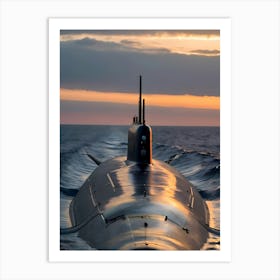 Submarine At Sunset -Reimagined Art Print