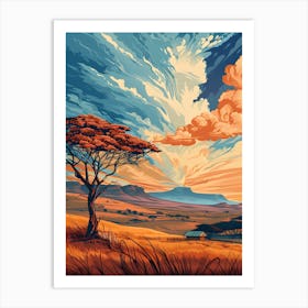 African Landscape Painting Art Print