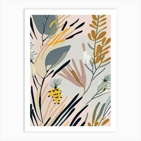 Running Pine Wildflower Modern Muted Colours 2 Art Print