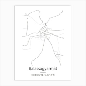 Balassagyarmat,Hungary Minimalist Map Art Print