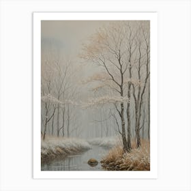 Grey Misty Landscape Art Print