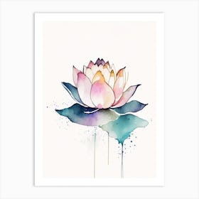 Lotus Flower, Buddhist Symbol Minimal Watercolour 4 Art Print