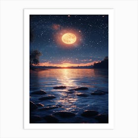 Full Moon Over Water 20 Art Print