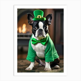 St Patrick'S Day Boston Terrier 14 Art Print