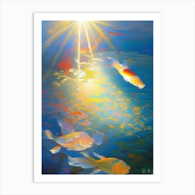 Kohaku Koi 1, Fish Monet Style Classic Painting Art Print