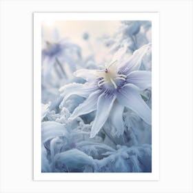 Frosty Botanical Passionflower Art Print