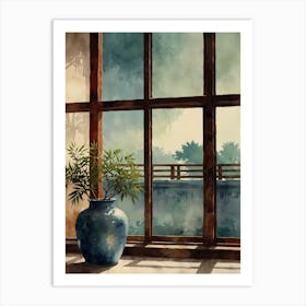 Window With A Vase Art Print