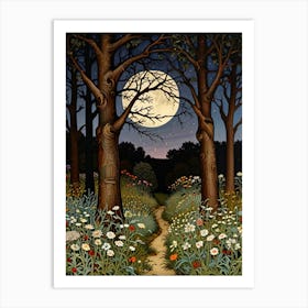 William Morris Moonlight In The Woods 57 Art Print