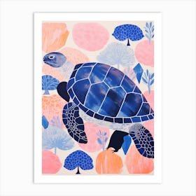 Playful Illustration Of Sea Turtle For Kids Room 3 Art Print