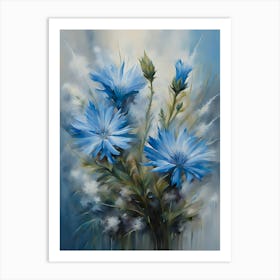 Blue Cornflowers - Ai Art Print