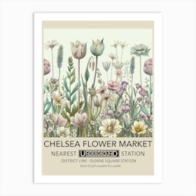 Chelsea Flower Market 4 Vintage Underground Travel Poster Art Print