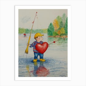 Fishing With A Heart Art Print