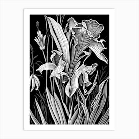 Iris Wildflower Linocut Art Print