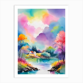 Watercolor Of A Lake 3 Art Print