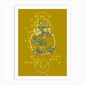 Vintage Argentine Senna Botanical with Geometric Line Motif and Dot Pattern n.0065 Art Print
