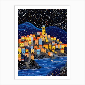 Cinque Terre, Italy, Illustration In The Style Of Pop Art 1 Art Print