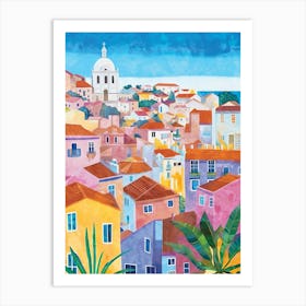 Lisbon, Portugal Watercolor Painting Art Print