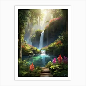 Waterfall In The Forest Art Print