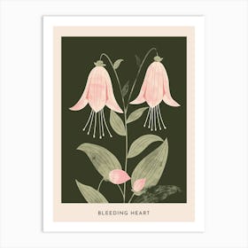 Pink & Green Bleeding Heart 1 Flower Poster Art Print