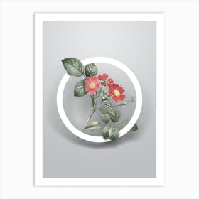 Vintage Redleaf Rose Minimalist Floral Geometric Circle on Soft Gray n.0101 Art Print