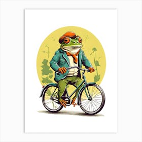 Frog On A Bicycle Art Print