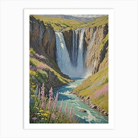 Waterfall In Spring Art Print