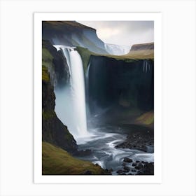 Langisjór Waterfall, Iceland Realistic Photograph (3) Art Print