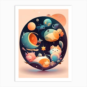 Cosmology Kawaii Kids Space Art Print