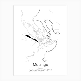 Molango,Mexico Minimalist Map Art Print