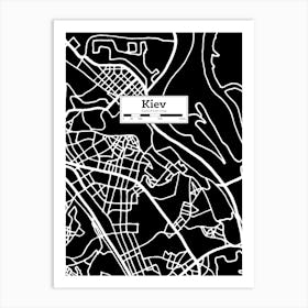 Kiev City Map, Ukraine — Hand-drawn map, vector black map Art Print