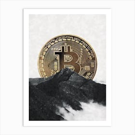 Bitcoin Rising Behind The Mountain Art Print