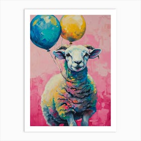 Cute Ram 3 With Balloon Art Print