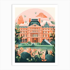 The Louvre   Paris, France   Cute Botanical Illustration Travel 2 Art Print